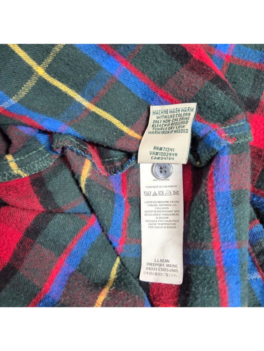 LL Bean Nightgown Womens Large Red Scotch Plaid Pintuck Flannel Holiday Cottage - Picture 7 of 8